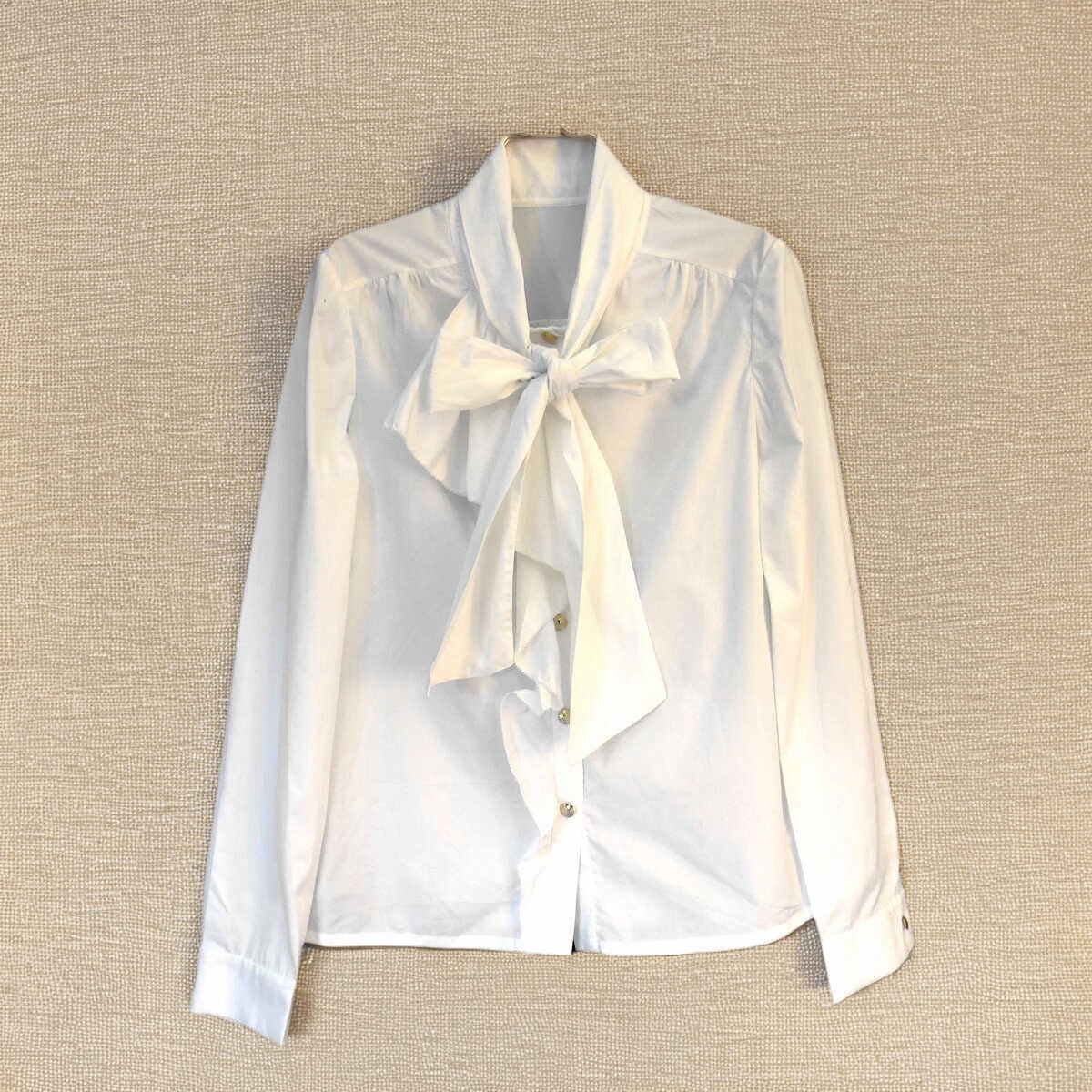 衬衫荷叶边长袖蝴蝶结领清纯修身