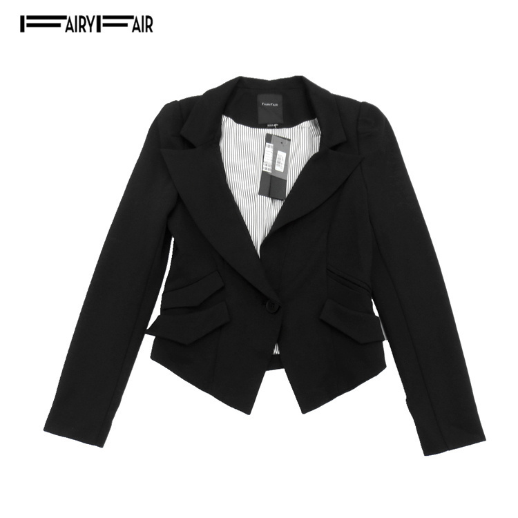 fairyfair黑色女式短外套西装