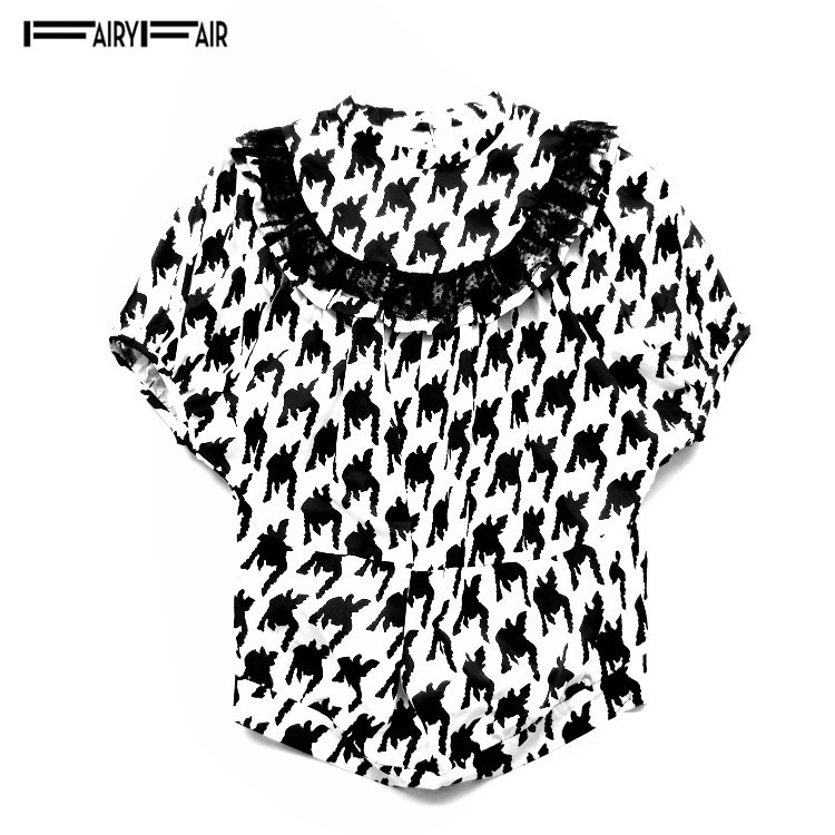 纯棉短袖衬衫FAIRYFAIR荷叶边