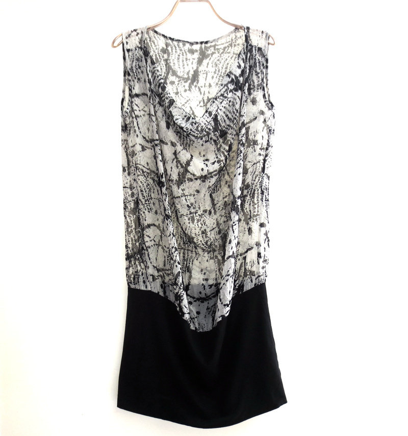 FAIRYFAIR正品夏女士时尚荡领拼接无袖连衣裙背心雪纺裙子配抹胸