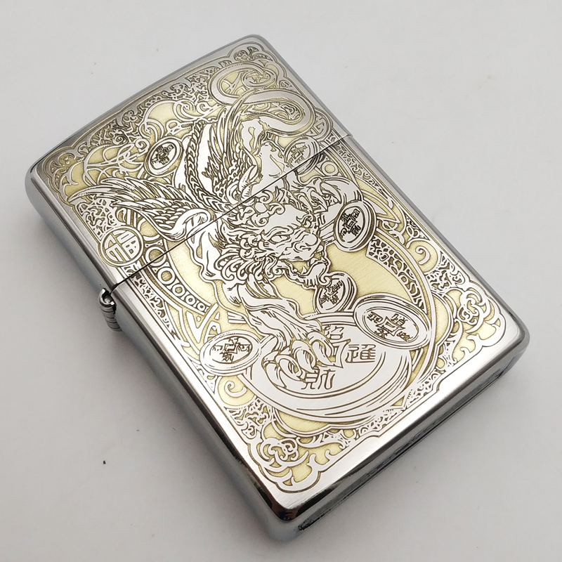 打火機zippo正版 美國原裝限量拉絲招財貔貅煤油zppo正品zp
