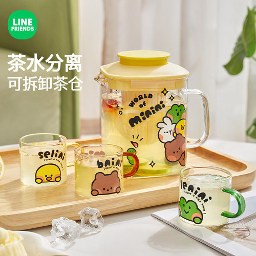 布朗熊冷水壶耐高温家用凉水壶玻璃高级感水杯套装饮料花茶冷泡壶