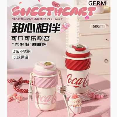GERM可口可乐保温杯咖啡杯大容量女生礼物2024新款高颜值水杯子