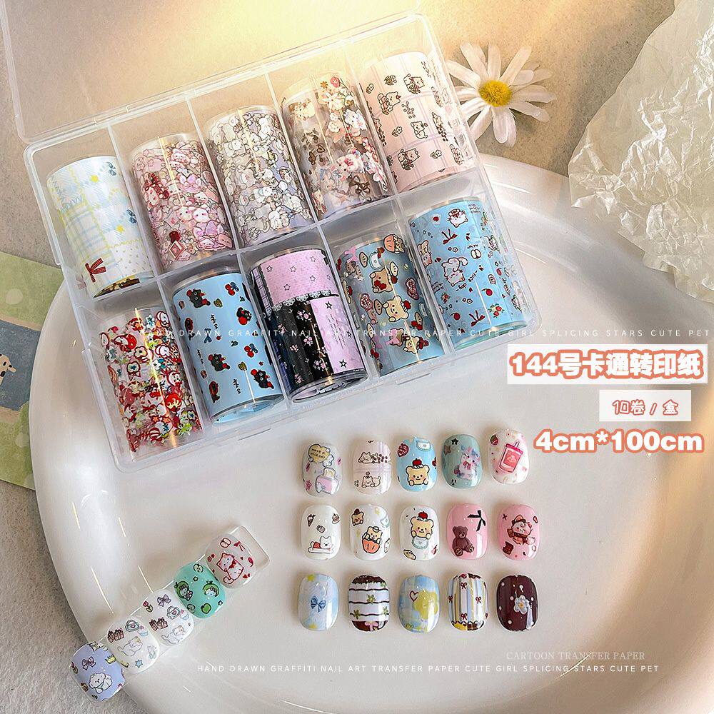 美甲转印贴纸网红爆款可爱小猫小狗彩绘涂鸦转印纸DIY美甲工具纸