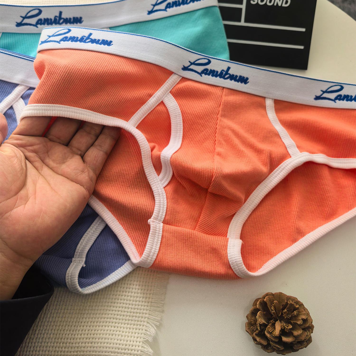 纯棉螺纹低腰男生三角裤柔软舒适