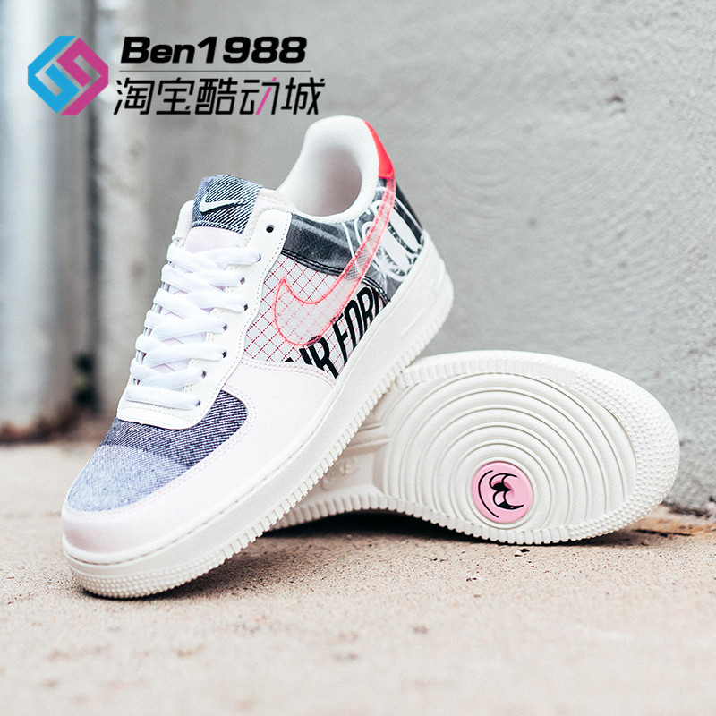 限时2件3折Nike Air Force 1 空军一号 白灰透明网涂鸦 笑脸 板鞋CI006