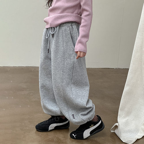 女童加绒卫裤秋冬款2026新款