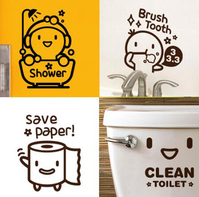 toilet 卡通可爱男女厕所标志卫生间浴室玻璃门装饰贴纸 雅风墙贴