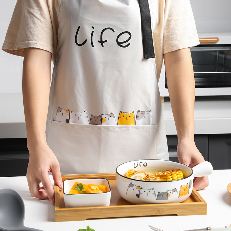 做饭的围裙可爱日系家用厨房专用时尚防水防油帆布擦手工作服围腰