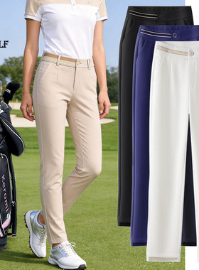 高尔夫女装长裤子直筒裤女弹力春夏薄款高腰修身显瘦九分golf球裤