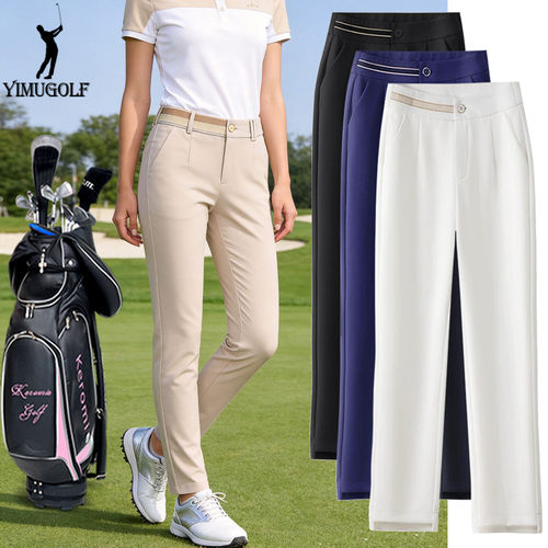 高尔夫女装长裤子直筒裤女弹力春夏薄款高腰修身显瘦九分golf球裤