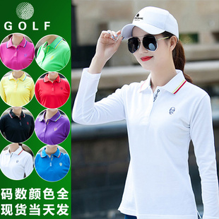 女装 高尔夫服装 长袖 t恤女士翻领球衣女款 新款 golf上衣polo衫 秋装