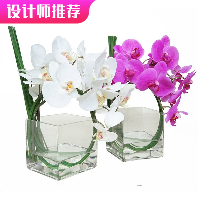 现代假花蝴蝶兰仿真绢花套装样板房床头柜整体成品花艺桌台面摆件