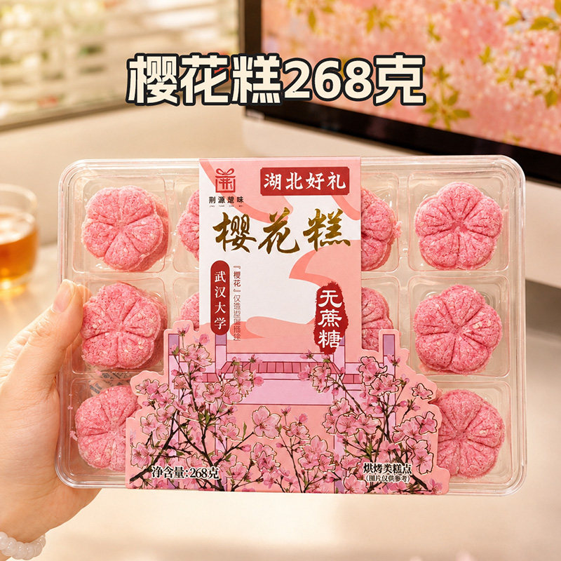 荆源楚味樱花糕点桂花茉莉玫瑰花口味盒装精致小吃节日伴礼手送人