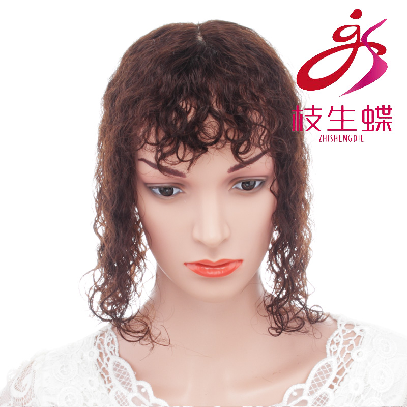枝生蝶卷刘海机织中老年稀疏假发