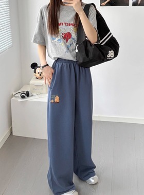 歆和纸袋09060生生不息纯棉毛圈直筒休闲长裤卫裤宽松慵懒时尚秋