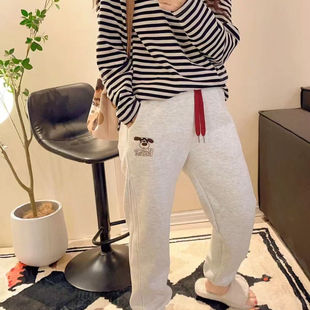 女 大耳朵狗刺绣加绒简约束脚卫裤 yongwill小羊纸袋2036冬季 新款