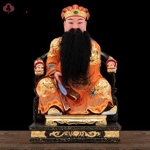 原木香樟木雕刻保生大帝古彩纯手工雕艺神医大道公家用供奉吴真人