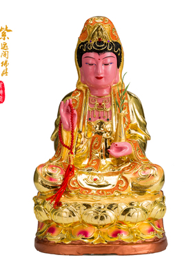 观音菩萨香樟木佛像摆件