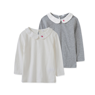 关店清仓28折 女童装春夏全棉中大童长袖T恤翻领娃娃 日系外贸