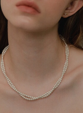 施家正圆珍珠缠绕双层叠戴项链