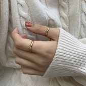 Lady 基础款 韩国定制极简细款 Noble 18k包金色光面简约戒指 指环