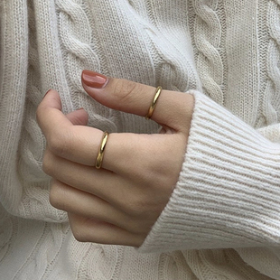 18k包金色光面简约戒指 Noble 韩国定制极简细款 基础款 指环 Lady
