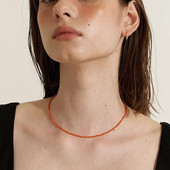 欧美极简天然尖晶石串珠项链女2025年新款 轻奢小众叠带锁骨链