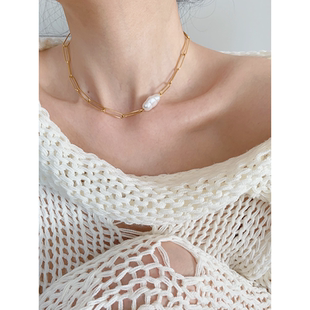 ins百搭饰品女 冷淡风珍珠项链设计感choker锁骨链新款 Noble Lady