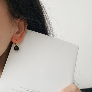 高级感珐琅滴釉耳扣方块耳坠女气质秋冬名媛耳饰耳环百搭耳扣女
