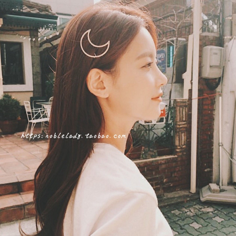 韩国进口 新款复古金简约月半弯金属刘海夹 边夹 极简欧美发夹