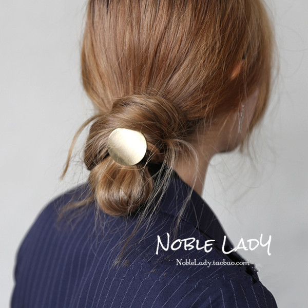 Noble Lady 韩国定制  几何拉丝金属雾面发圈发绳 半丸子头小马尾