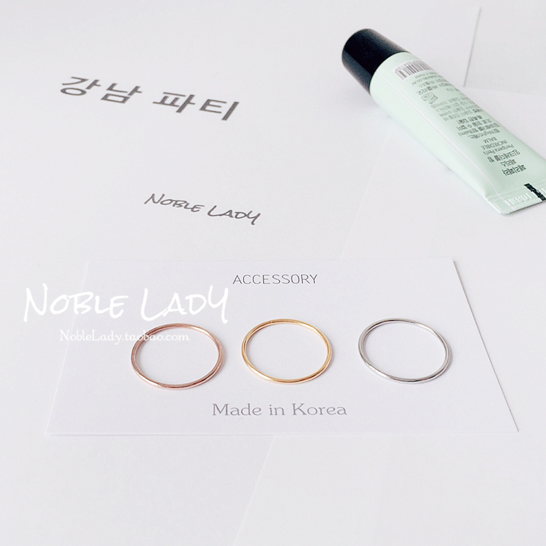 noblelady极细18k包金单圈戒指