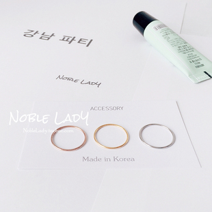 Noble 极细线条关节戒指钛钢18k包金单圈指环 Lady进口定制不褪色