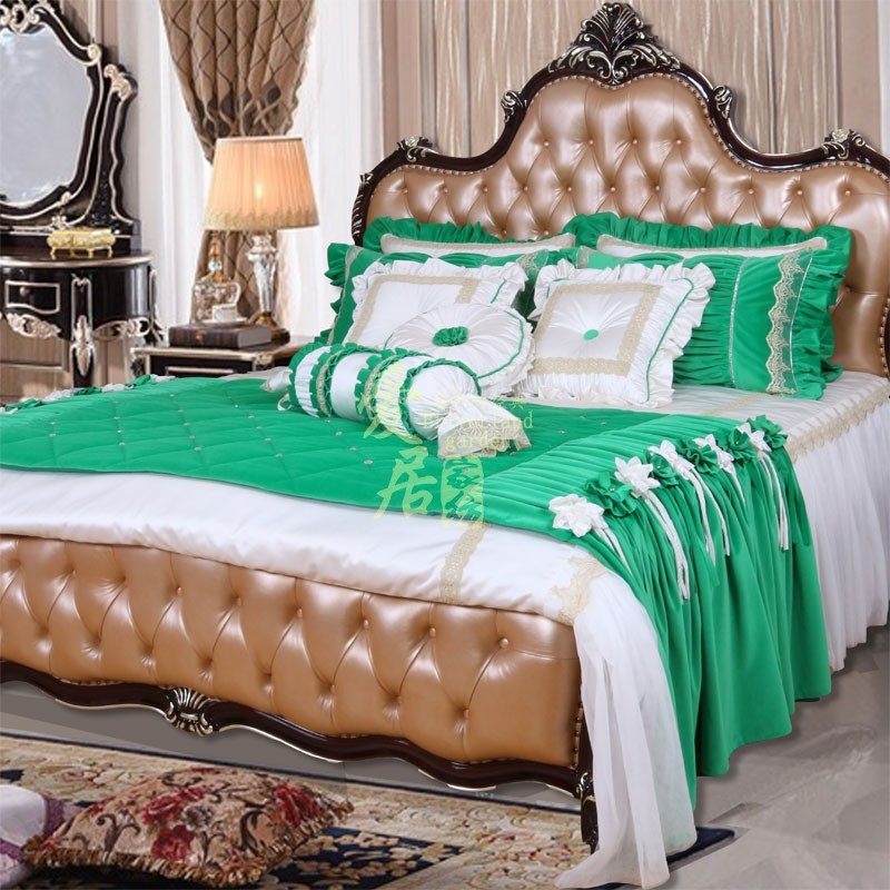 法式多件套装样板间展厅豪华新古典床品绿色样板房欧式床上用品