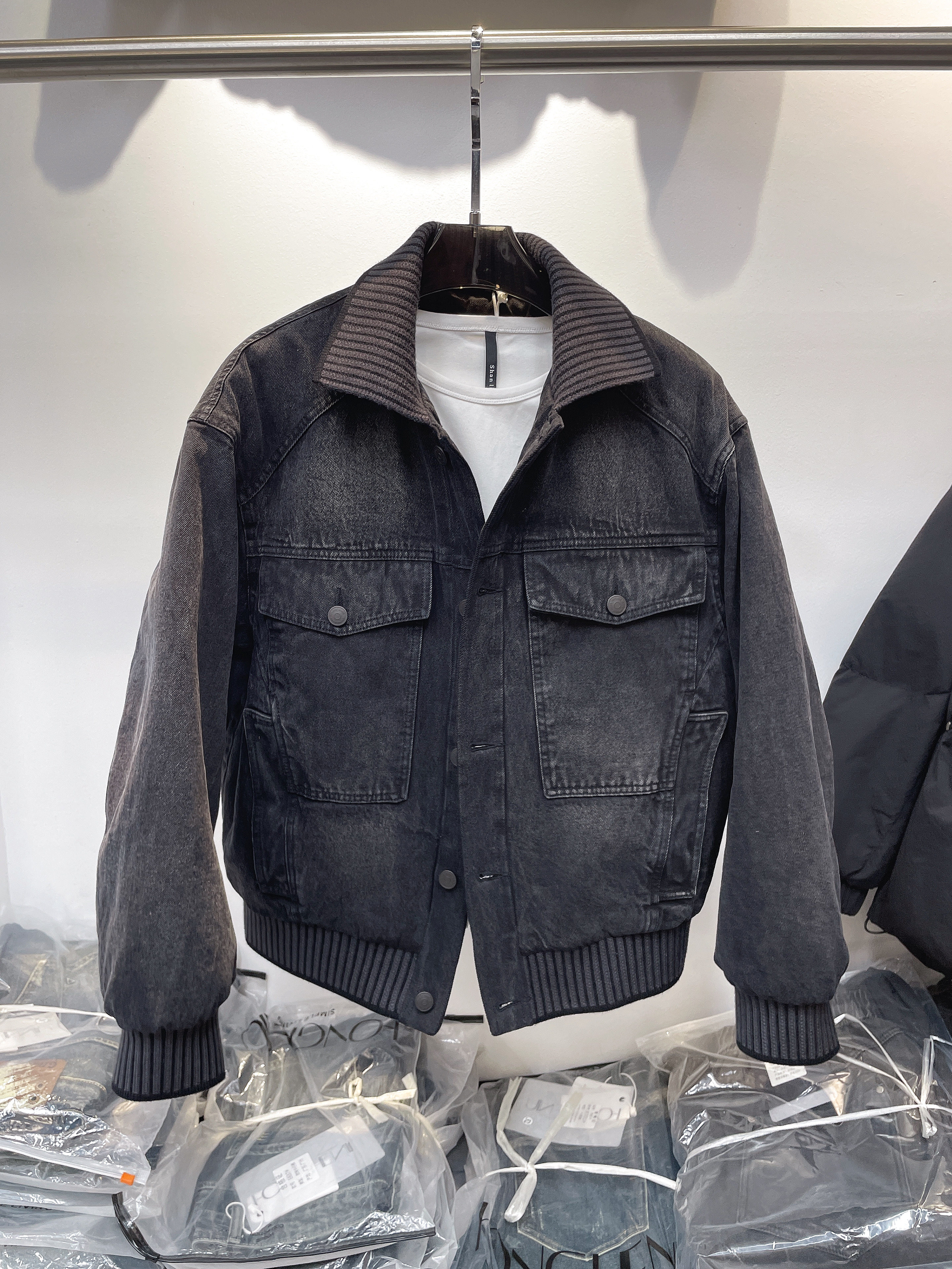 冬季韩版男士翻领牛仔羽绒服百搭潮流美式时尚痞帅休闲保暖羽绒衣