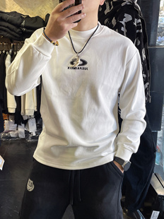 卫衣男款美式水洗复古渐变个性刺绣高街潮牌休闲百搭纯棉打底上衣