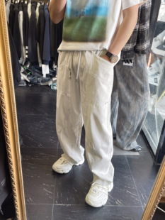 春夏美式潮牌复古扎染薄牛仔裤男款宽松阔腿休闲裤痞帅直筒弯刀裤