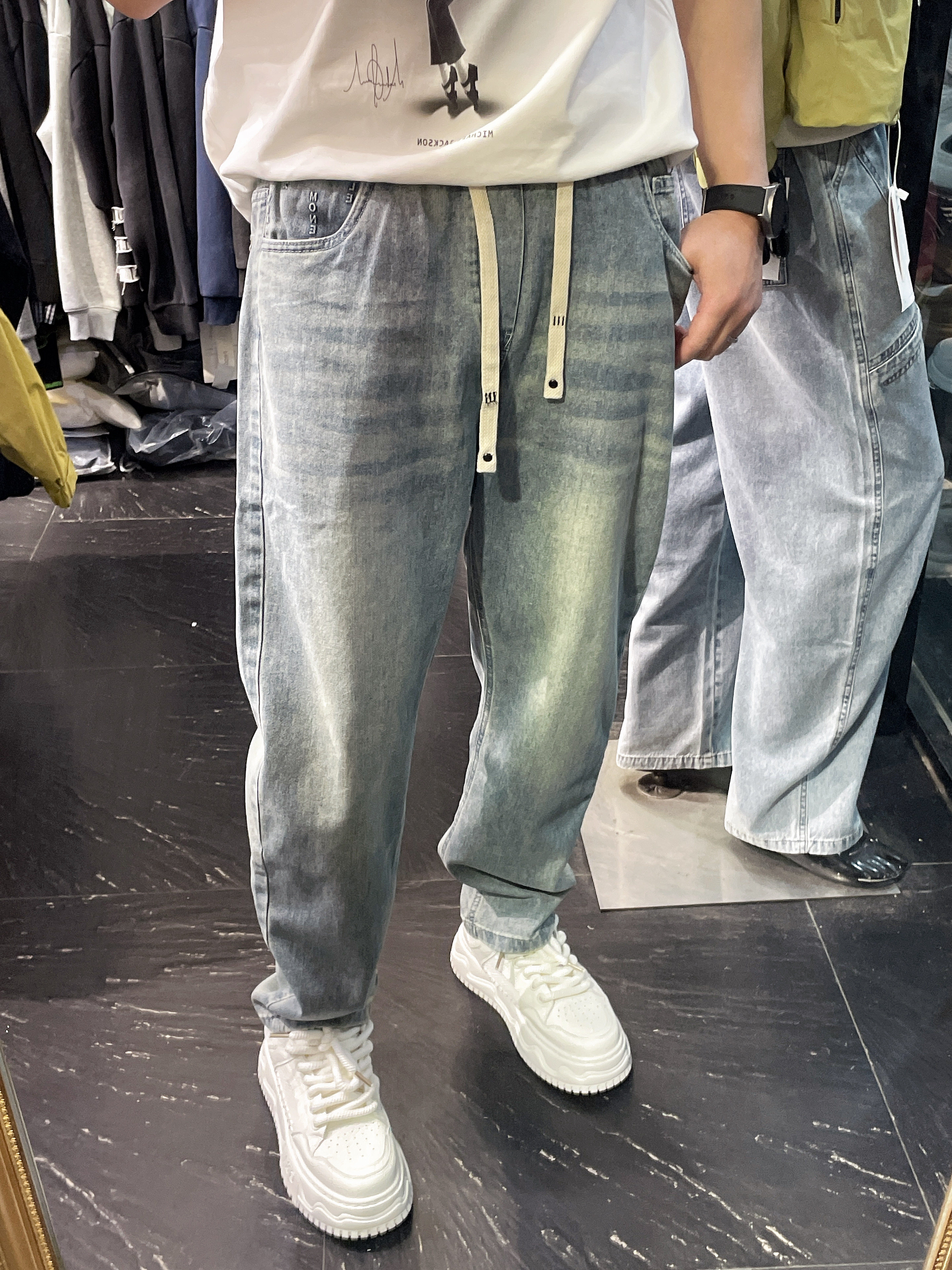 潮牌男士弹力牛仔裤春夏季小直筒高端时尚休闲男装长裤2026新款帅