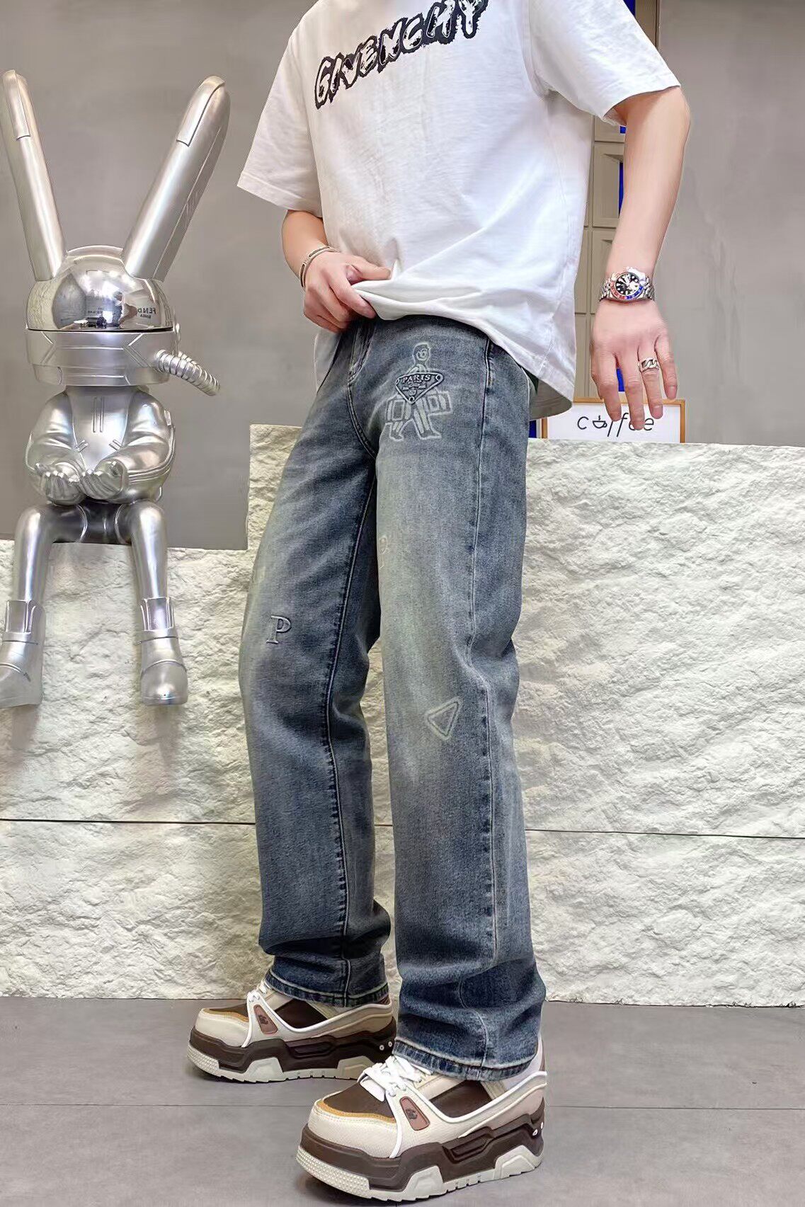 2026年夏季新款男士欧货牛仔裤时尚个性百搭韩版直通长裤潮流弹力