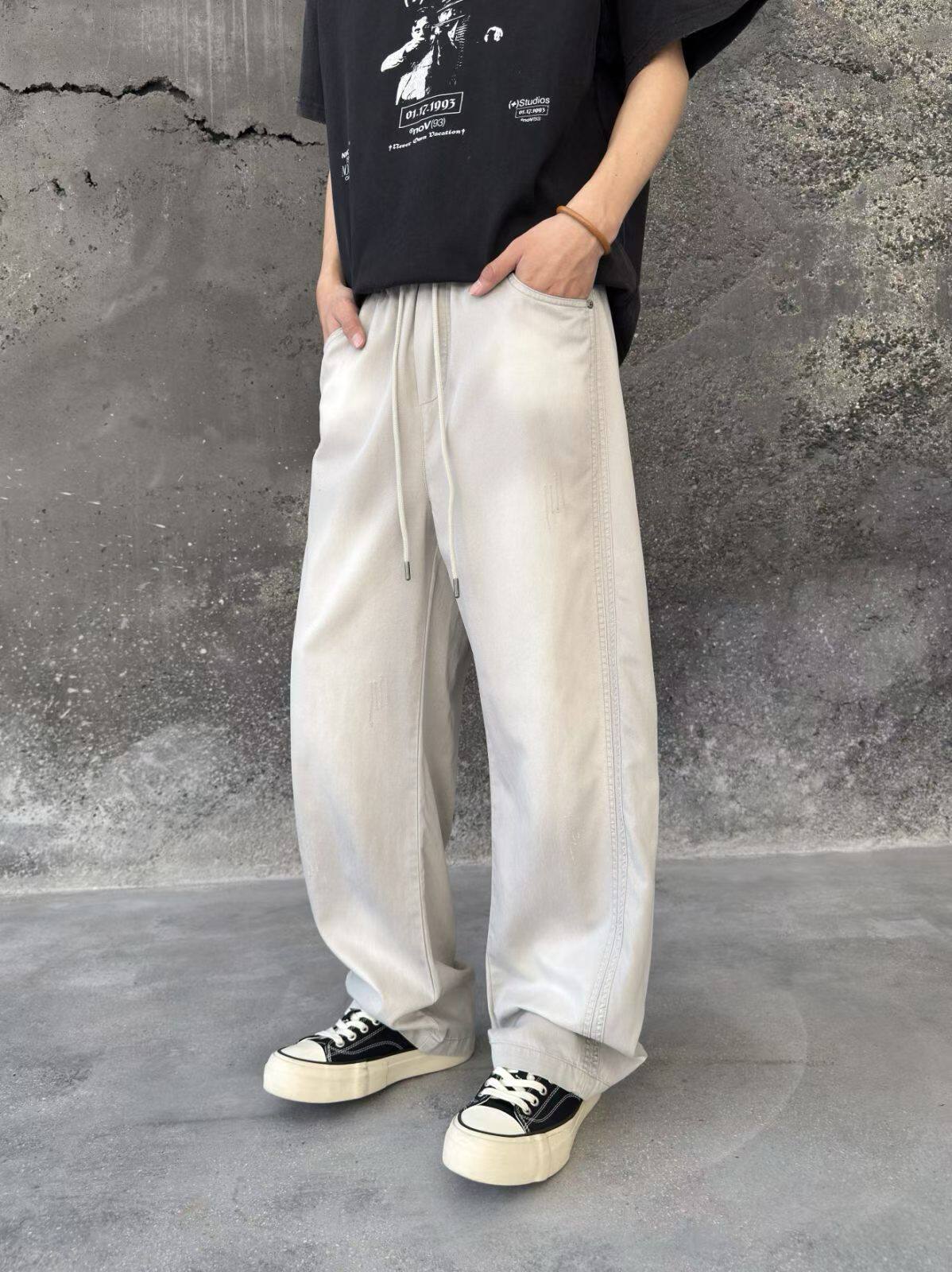 2026夏季新款莱赛尔直筒裤男装时尚潮流百搭宽松版韩版潮流休闲裤