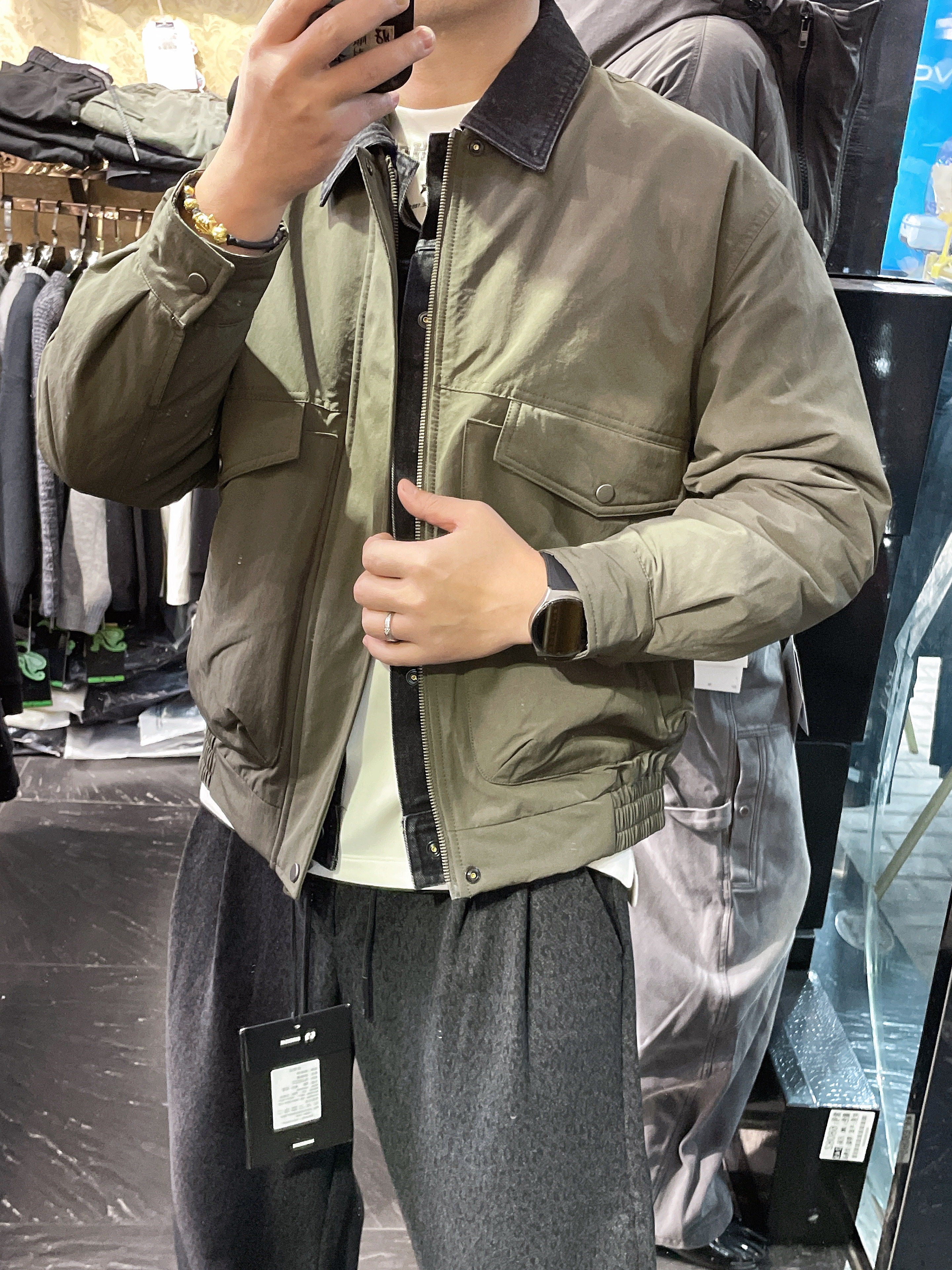 假两件夹克式羽绒服男冬季2025轻薄款潮流休闲90白鸭绒翻领外套潮