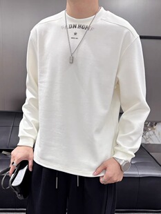 25冬季新款潮牌个性字母绣花长袖卫衣男士青年百搭磨毛厚款打底衫