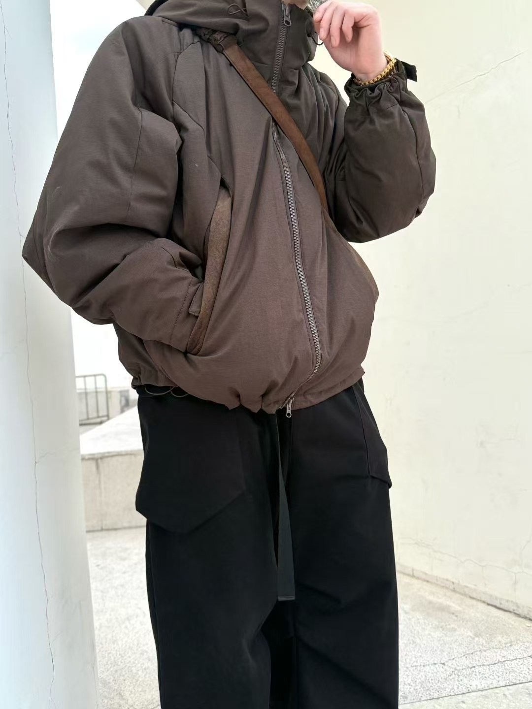 日系复古户外机能风连帽羽绒服男冬季宽松百搭保暖加厚羽绒服外套