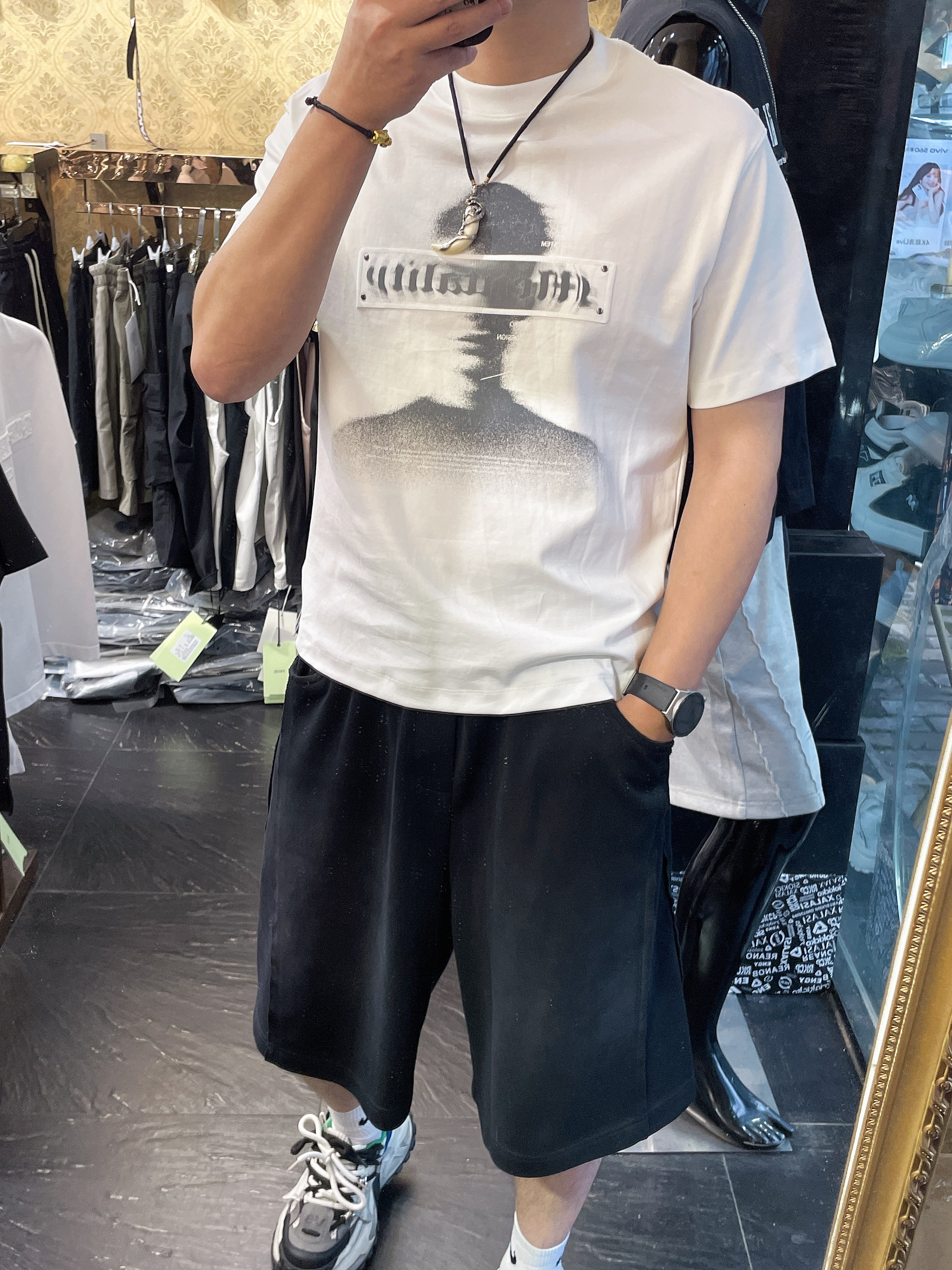 美式薄款短袖T恤男个性印花圆领套头半袖宽松潮流半袖帅气上衣服