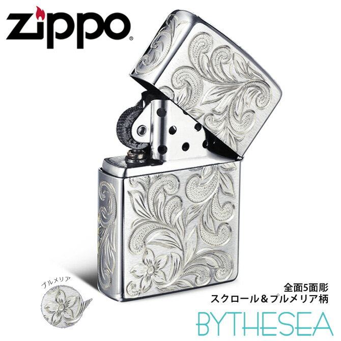 日本代购zippo煤油防风打火机正品925银花纹5面雕刻BY THE SEA