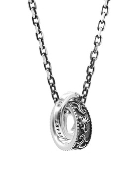 日本代购 LION HEART 鬃毛双环925潮男个性吊坠配饰项链