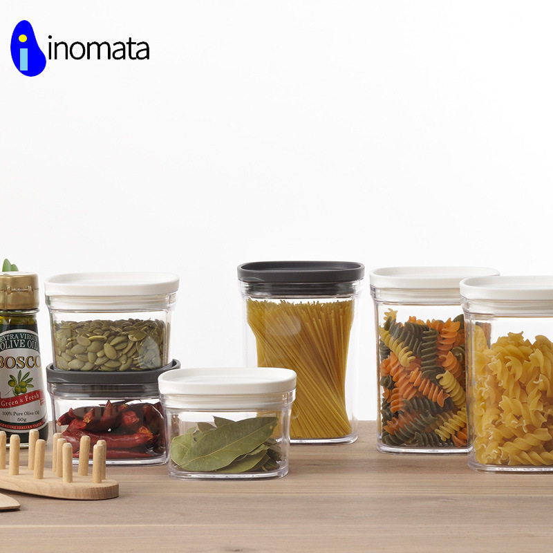 INOMATA日本进口杂粮储物罐厨房塑料透明密封罐食品收纳保鲜盒家