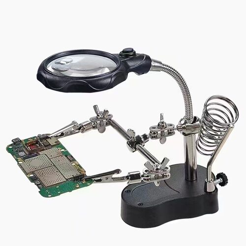 焊接夹具维修专用电子固定器电烙铁焊锡焊接辅助支架放大镜带led