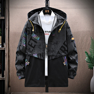 大码外套男款2025新款冬装青少年胖子春秋夹克加肥加大加厚冲锋衣